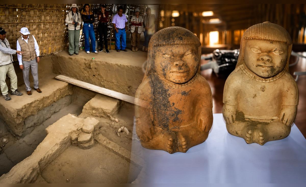 Inédito hallazgo en Trujillo: arqueólogos encuentran los restos de un infante con juguetes ceremoniales y vasijas en las Huacas de Moche