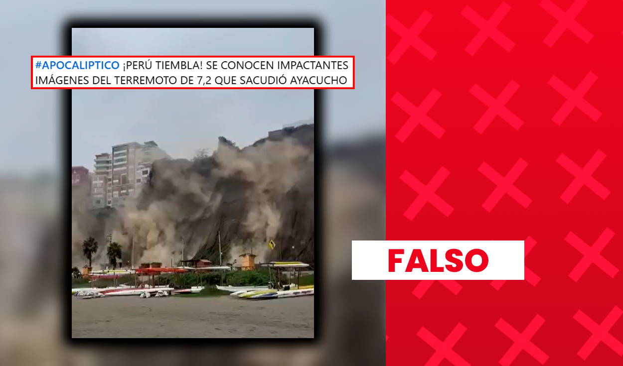 Es falso que este video muestre un deslizamiento causado por el reciente sismo de 7,2 en Ayacucho: en realidad, fue grabado en la Costa Verde y data de 2025